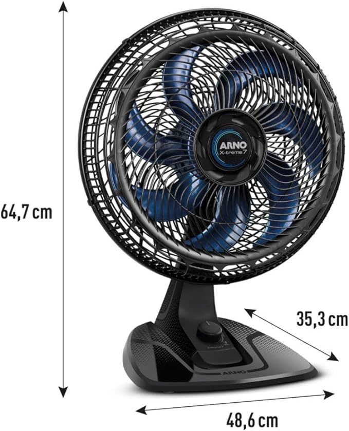 A Arno produz uma grande variedade de ventiladores de mesa. O modelo Xtreme 7 conta com uma hélice de 7 pás.