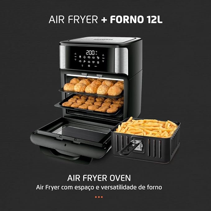 A Air Fryer Oven Mondial AFON 12L BI esbanja versatilidade.